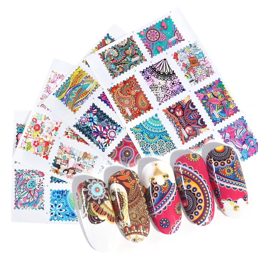 

44 PCS Water Transfer Decals Vintage Flower Designs Colorful Nail Art Decor Slider Wraps Foil Tips Nail Stickers SABLE2535-2578