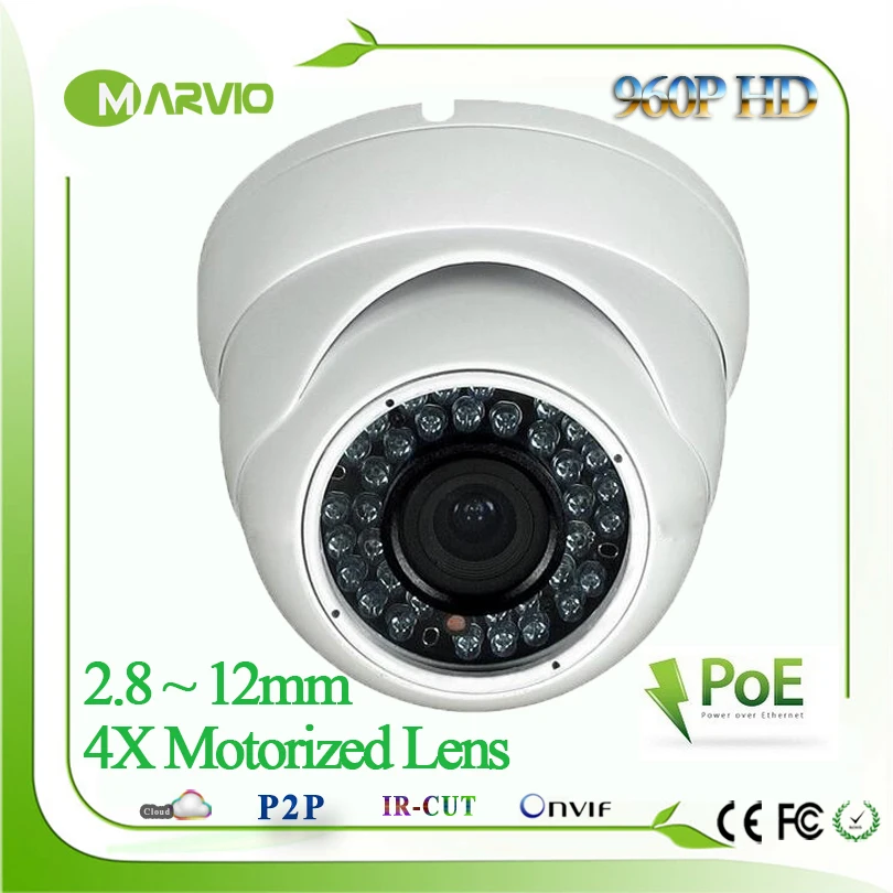 

Waterproof 960P 1.3MP Megapixels HD Network IP Camera POE Motorized 2.8-12mm Auto-focal X4 Zoom Lens