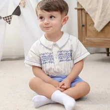 Коллекция года, Новое поступление, летняя одежда на крещение мальчика хлопковая качественная рубашка принца+ шорты комплект из двух предметов, Высококачественная детская одежда, G520