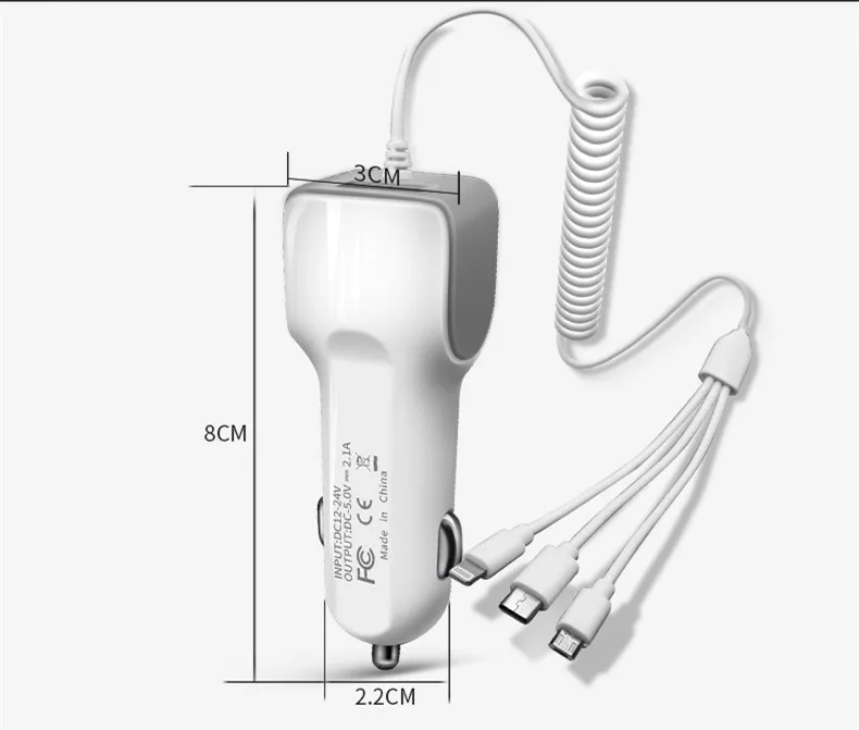 Автомобильное зарядное устройство EMIUP USB для мобильного телефона IPhone X 7 XS Max, автомобильное зарядное устройство Micro usb type C, зарядка для samsung Xiaomi huawei 3 в 1