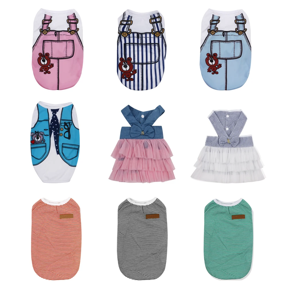 

1PC Hot Sale Pet Dog Summer Suit Casual Bow Tie Clothes Dress for Small Dogs Fashion Coat Dress Pugs Puppy Gifts