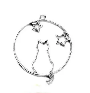 DZ0133-5pcs-SV0xx 5 шт., украшение в виде кота сакуры, открытые оправы, ювелирные изделия, подвески, аксессуары, самодельные Подвески ручной работы, золотая, серебряная металлическая рамка, УФ-смола, ремесло - Цвет: DZ0133-5pcs-SV0xx