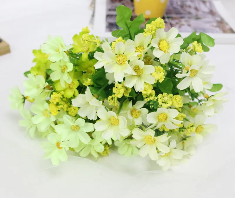 Flone Mini Artificial Daisy Silk Flower Simulation Persian Chrysanthemum Flowers Bouquet Wedding Home Office Party Decor Floral (7)