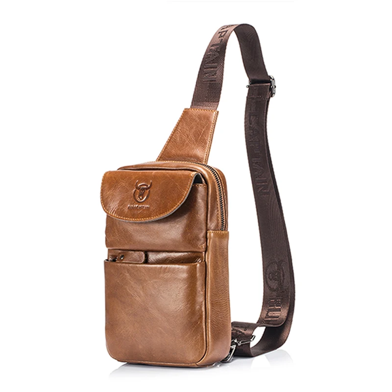 

BULLCAPTAIN Brand Men's Chest Bag Fashion Crossbody Bags For Men Genuine Leather Small Shoulder Bag