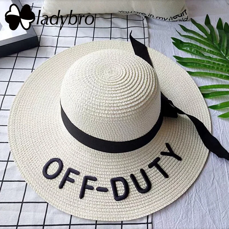 Женская соломенная шляпа Ladybro от солнца с широкими полями летняя пляжная