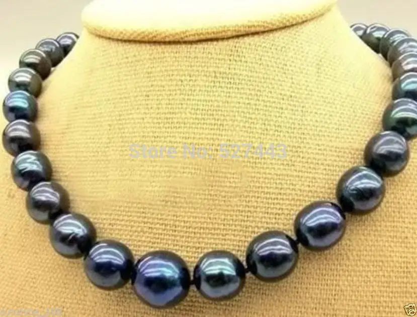 

Wholesale fast HOT REAL AAA+ 11-12MM SOUTH SEA BLACK PEARL NECKLACE 18