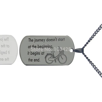 

AILIN Personalized Letter Dog Tag Necklace Titanium Steel Enjoy The Journey Necklace Engraved Name Jewelry