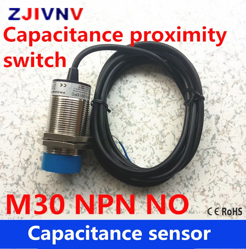 

CE approval High quality Dia M30 NPN Normally open proximity capacitance sensor NO switch DC 3 wires detect distance 1~15mm