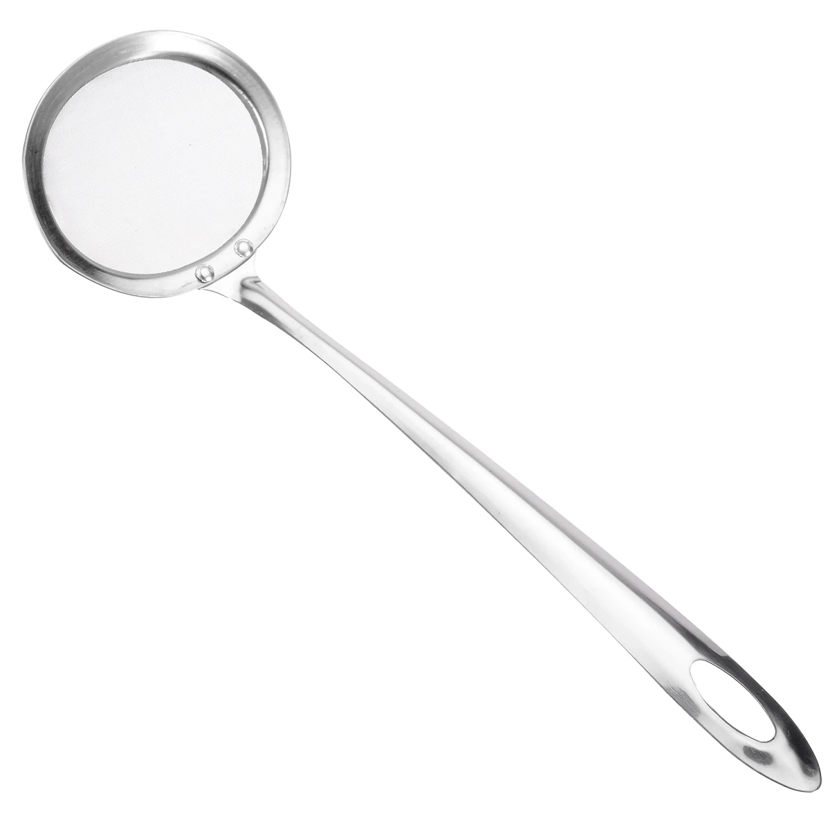 New Stainless Steel Long Handle Fine Mesh Wire Strainer Food Soup Filter Residue Colander Scoop Oil Skimmer Kitchen Scoop Tool