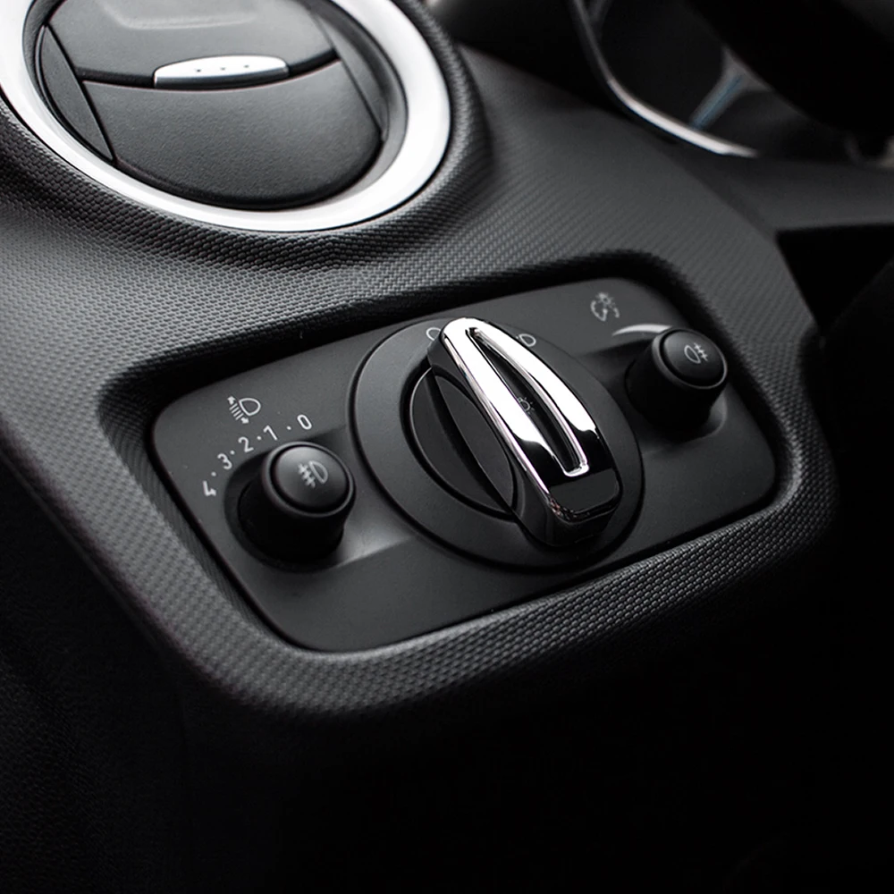 

ABS Chrome Car Head Lights Switch Knob Cover Headlight Lamp Switch Trim Sticker for Ford New Fiesta MK7 Ecosport Cars