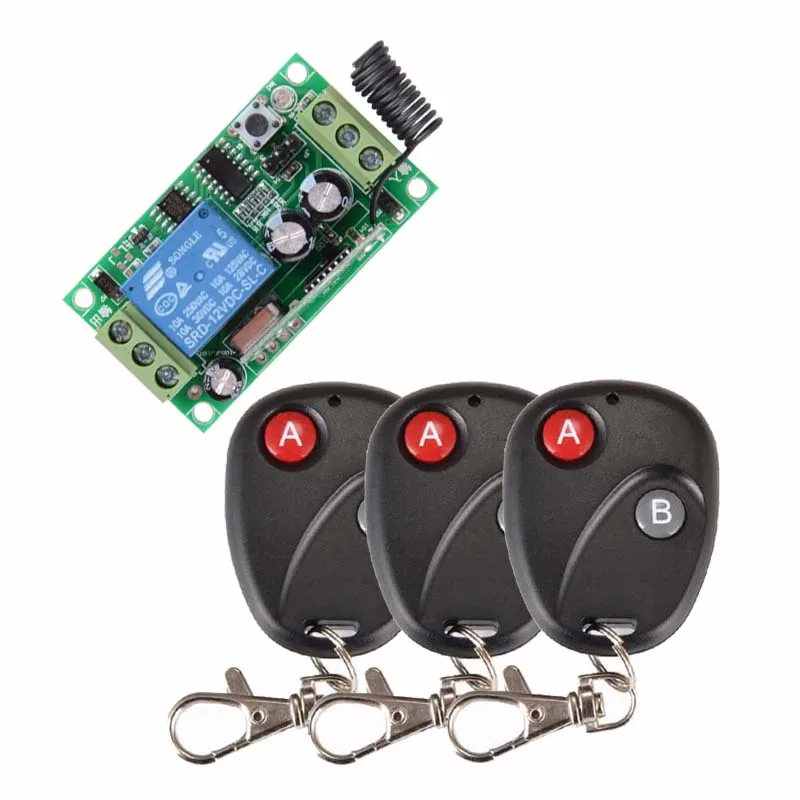 

DC12V 1CH RF 315MHZ /433MHZ Receiver Switch Curtain Remote Wireless Remote Control Switch System + 3PCS Transmitter