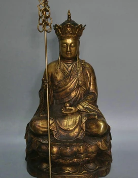 

16" China Tibet Bronze The lotus base Jizo Buddha Ksitigarbha Statue