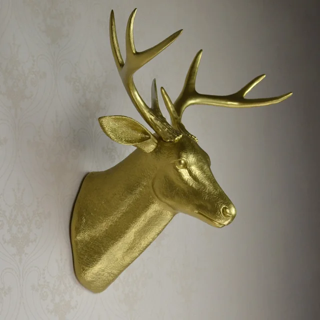 Ealisen wall mounted gold buck bust whitetail deer head trophy wall art plaque hunt sculpture Ealisen wall mounted gold buck bust whitetail deer head trophy wall art plaque hunt sculpture
