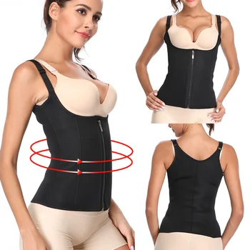

Women Neoprene Waist Trainer Sauna Waist Trimmer Vest Workout Compression Push Up Body Shaper Zipper Waist Cincher Plus Size New