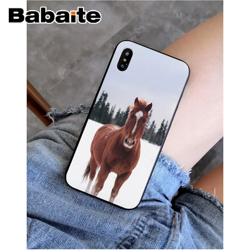 Babaite الحصان الحيوان المطبوعة DIY الفاخرة الراقية حامي حالة ل أبل فون 8 7 6 6 S زائد X XS ماكس 5 5 S SE XR الهواتف المحمولة