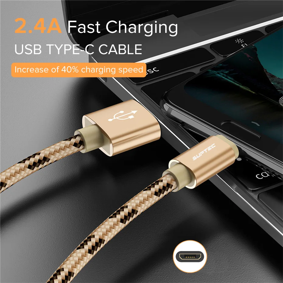 SUPTEC usb type-C кабель для Xiao mi Red mi Note 7 mi 9 провод для быстрого заряда type-C кабель зарядного устройства для samsung S10 S9 huawei P30