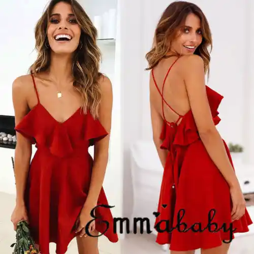 red sundress casual