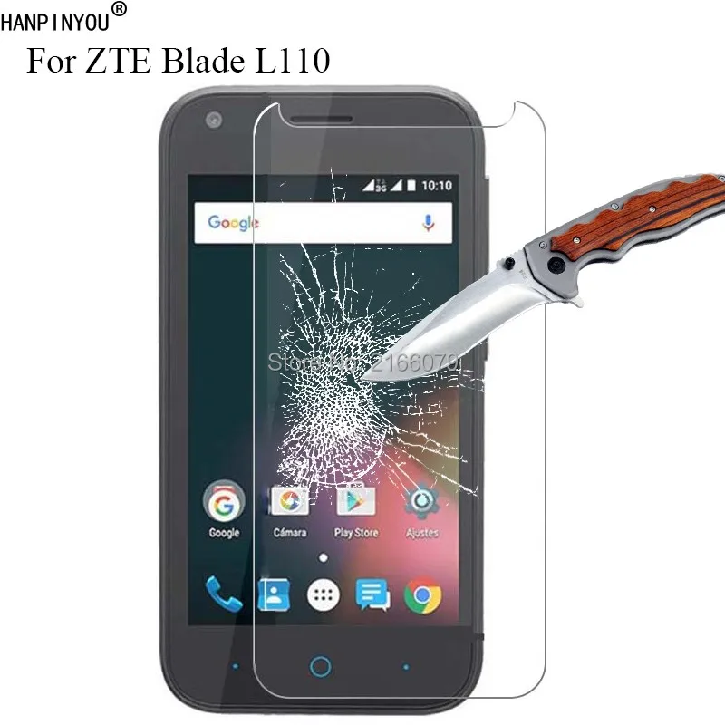 

New 9H 2.5D Tempered Glass Screen Protector For ZTE Blade L110 L 110 / A110 4.0" Protective Film + Clean Tools