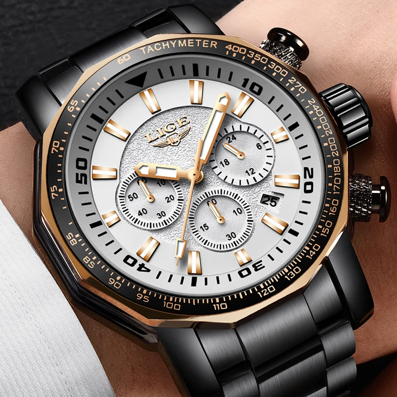 Men Watches LIGE Top Brand Luxury Waterproof Sports Watch Men Business Large dial Stainless Steel Quartz Clock Relogio Masculino Men Watches LIGE Top Brand Luxury Waterproof Sports Watch Men Business Large dial Stainless Steel Quartz Clock Relogio Masculino