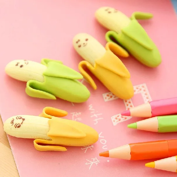 2 шт./партия (1 сумка) Мини Kawaii банановые резиновые ластики для детей милые новые
