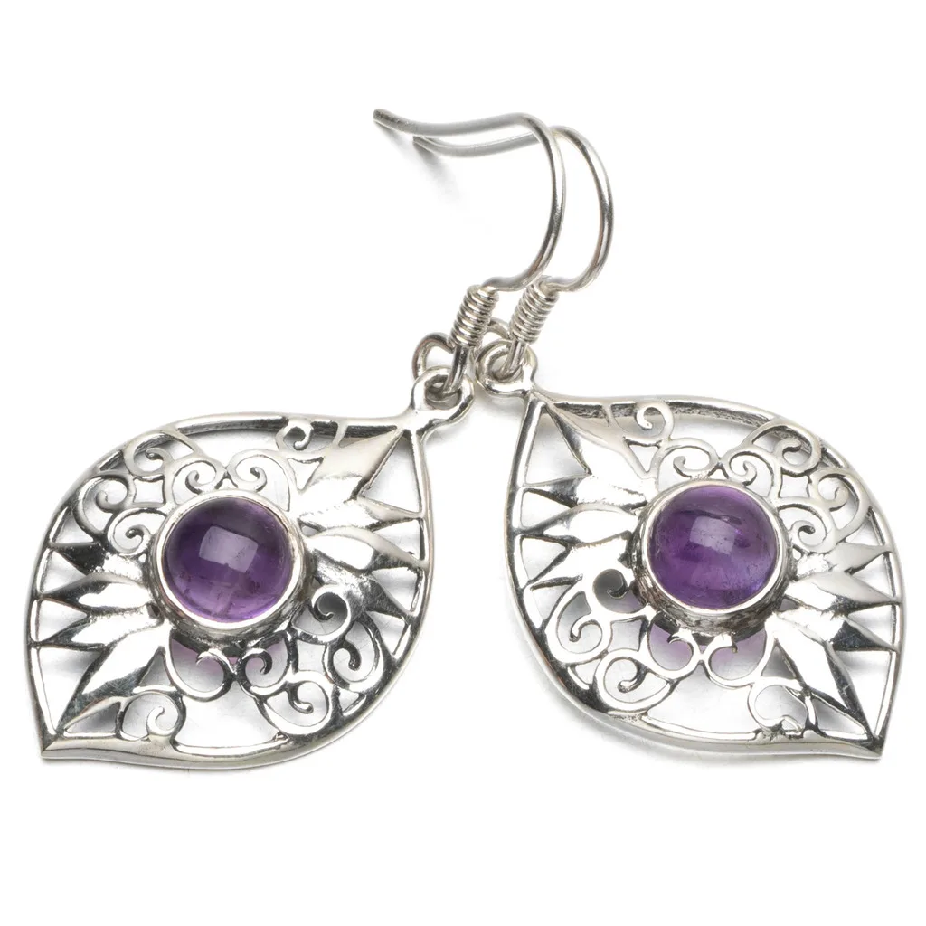 StarGems (tm) Природный аметист Boho 925 серебро серьги 1 1/2 &quotR1381| |