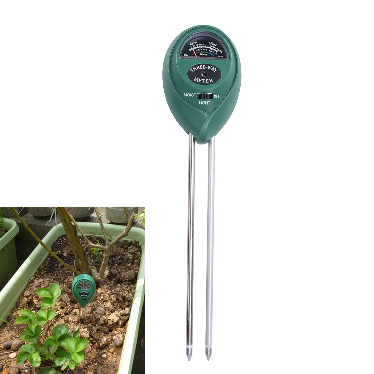 3-in-1 Garden Plants Soil PH Meter Analog Soil Hygrometer Photometry Light PH Value Detector Tester