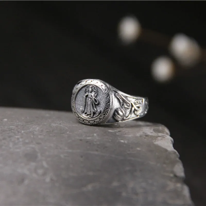Модное кольцо гуанина унисекс большие широкие кольца Будда Таиланд ручная работа удача мужское украшение ювелирных изделий