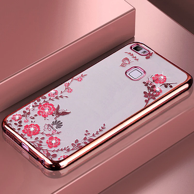 

YonLinTan coque,cover,case For HuaWei P10 lite p10lite Transparent Diamond phone back Soft Flower silicone silicon Accessories