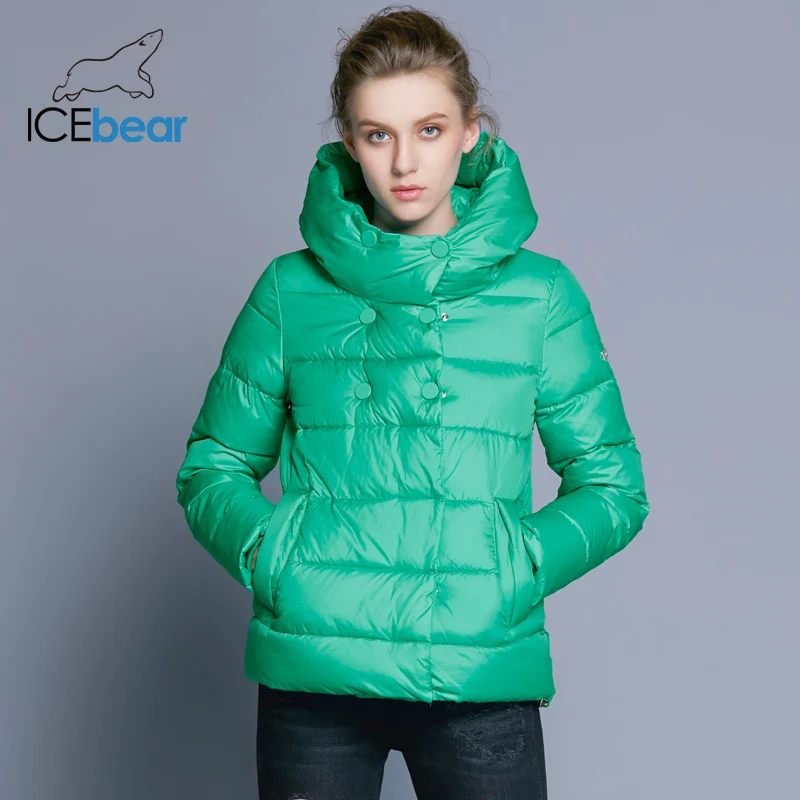 ICEbear 2018 Short Women Parkas Cotton Padded Jacket New Fashion Women's Windproof Thin Cotton Jacket Warm Jacket B16G6117D