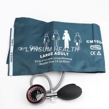 

Large Adult Size Blood Pressure Monitor Meter BP Cuff Arm Aneroid Sphygmomanometer with Pressure Gauge