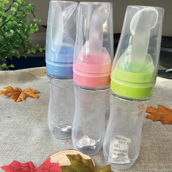 

120ml Newborn Baby Bottle Leak-proof Food Dispensing Spoon Juice Cereal Feeding Bottle Spoon Food Supplement Rice Cereal Bottles