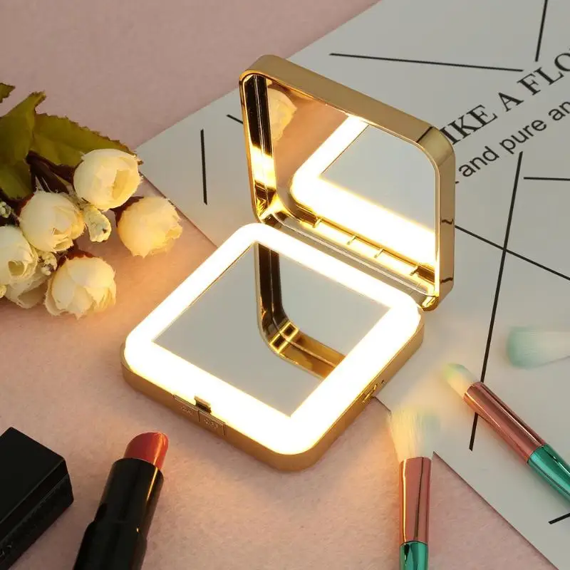 

1pc LED Makeup Mirror Women Makeup Cosmetic Mirror with LED Lights Lamps+4X Magnifying HD Mirror 74*74*20mm