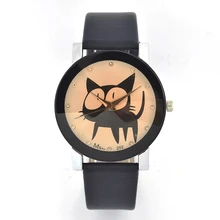 2016 New Lovely Ladies Watches Girl Dress Big Eyes Black Cat Fashion Watch Women Clock Children Cartoon Watch crystal designer
