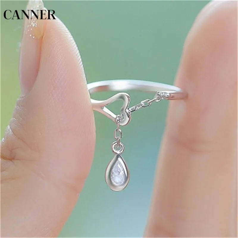 Canner капли воды кулон Открытое кольцо сердечко серебряного цвета Кристальные