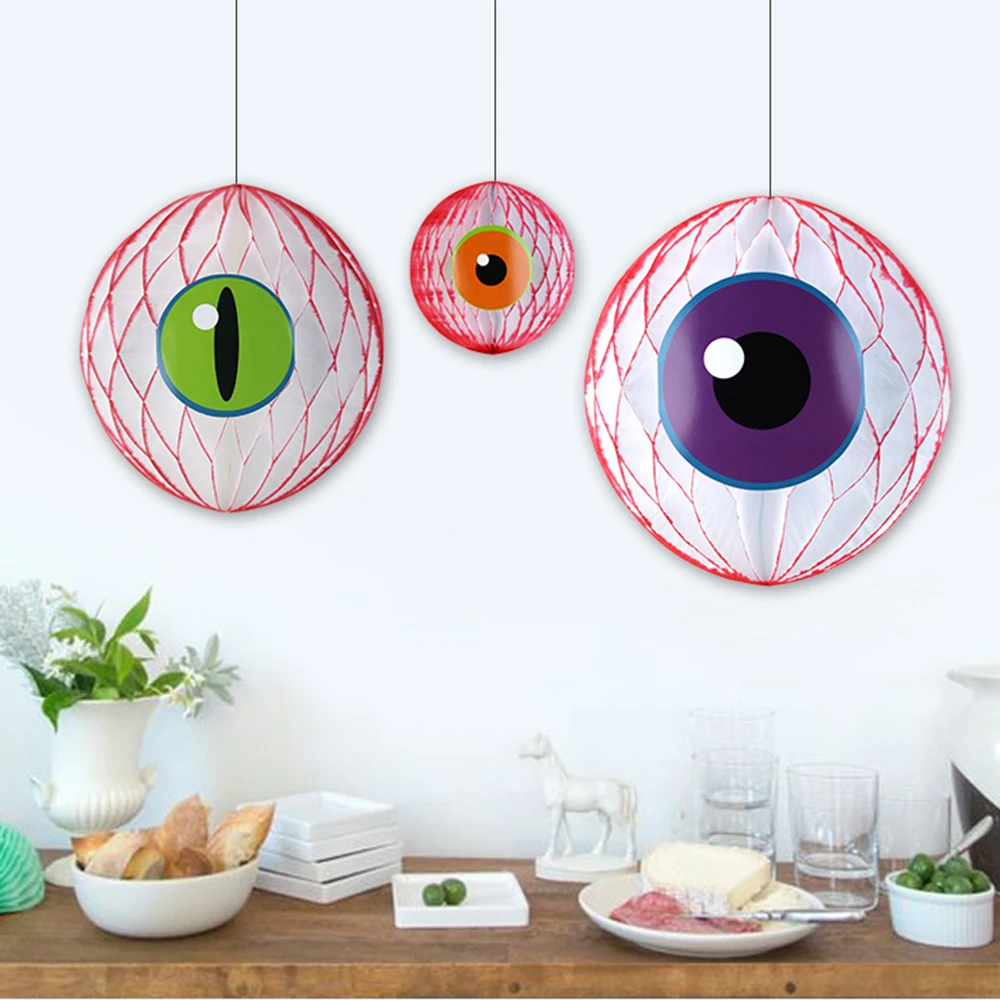 

Set of 3 Mix Size Spooky Halloween Honeycomb Eyeballs DIY Eyeball Balloons Fun Craft Creepy Eyeballs Halloween Party Decorations