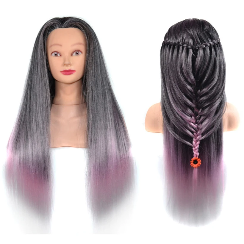 

Professional Styling Training Mannequin Head Colorful Rainbow Color Hair Wig Head For Bridal Hairdo Head Training Head TMYKC-10