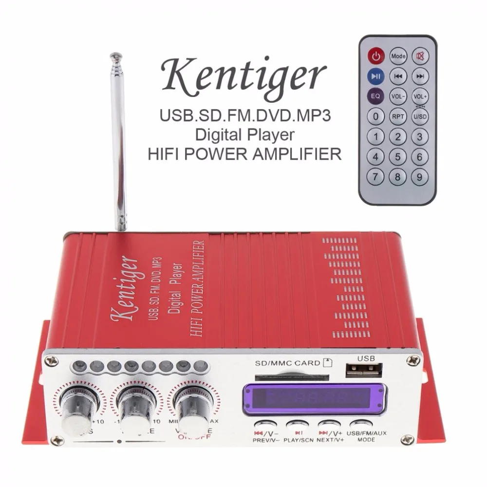 Kentiger HY-502 5A 2CH Hi-Fi цифровой автомобильный стерео аудио усилитель Авто Аудио fm-радио плеер Поддержка SD USB MP3 DVD вход