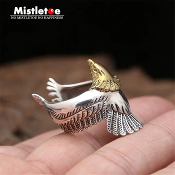 

Genuine 100% 925 Sterling Silver Vintage Punk Locomotive Indian Eagle Ring For Women Men Fashion Jewelry
