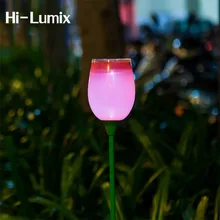 Hi-Lumix 5 шт./партия наружный светодиодный садовый свет пластиковый Тюльпан Цветок солнечное питание для тропинки, двора, подъездной дороги белый свет