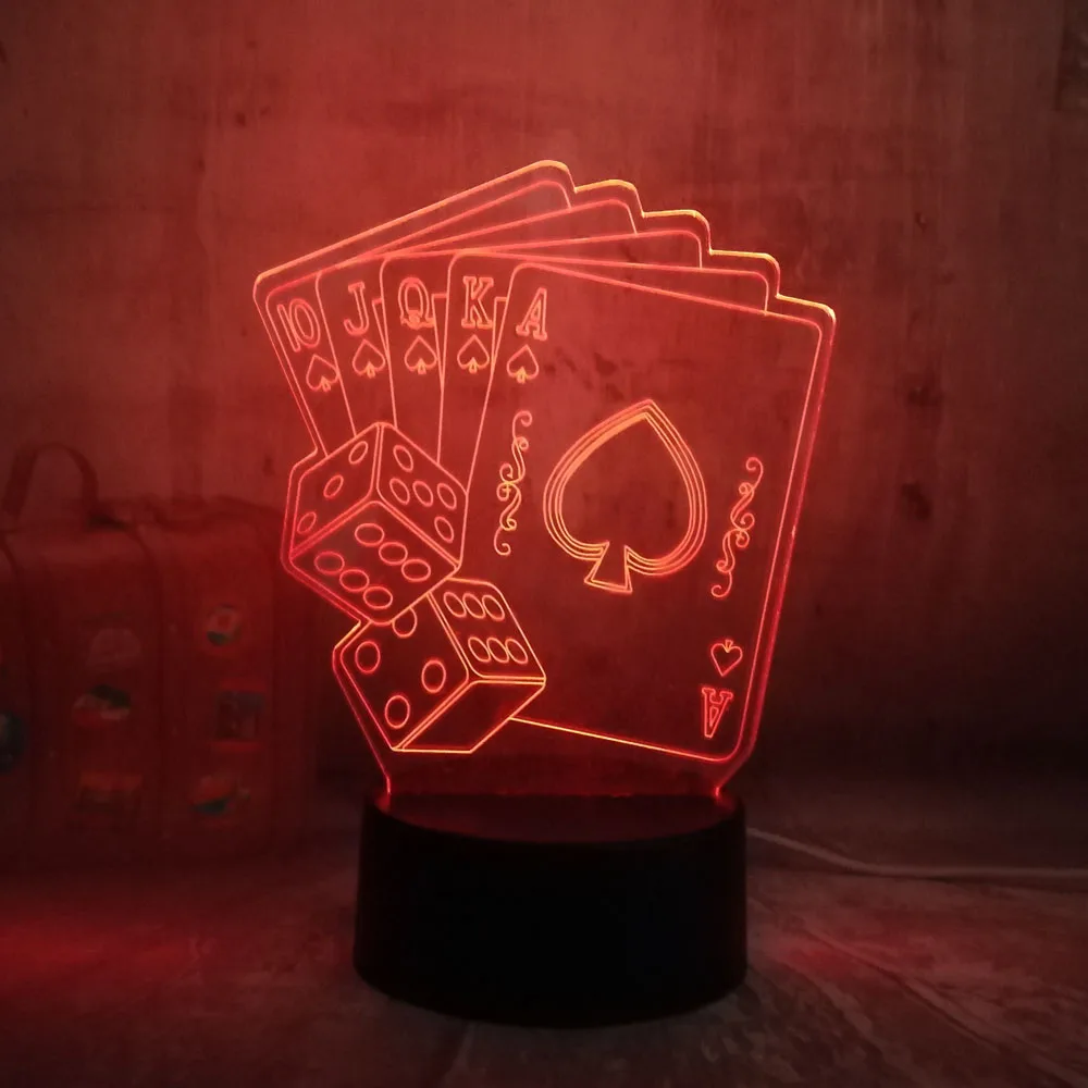  Poker Playing Card Kids 3D LED Night Light Romantic 7 Color Chang LED Desk Table Lamp Home Cafe Bar - 32839303316