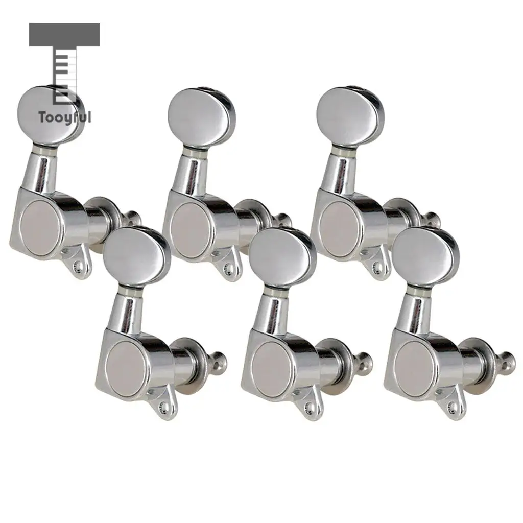 Tooyful 6PCS Guitar String Tuning Pegs Tuners for Acoustic Electric Guitar Musical Instruments 6R Silver