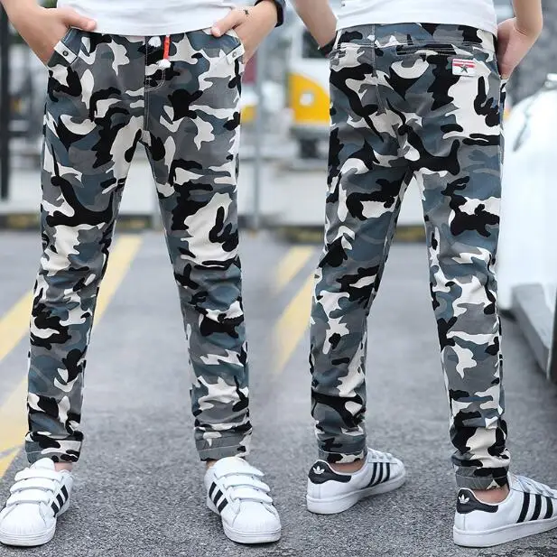 

New Camouflage Pants Kids Boys Pants Cotton Long Teenage Boys Clothing Camo Pants Kids Trousers 2019 Big Size 8 10 12 14 16 Year