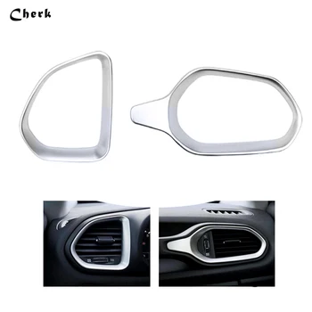 

2pcs For Jeep Renegade 2015 2016 ABS Chrome Matt Interior Matte Silver Car Dashboard Vents Air Outlet Frame