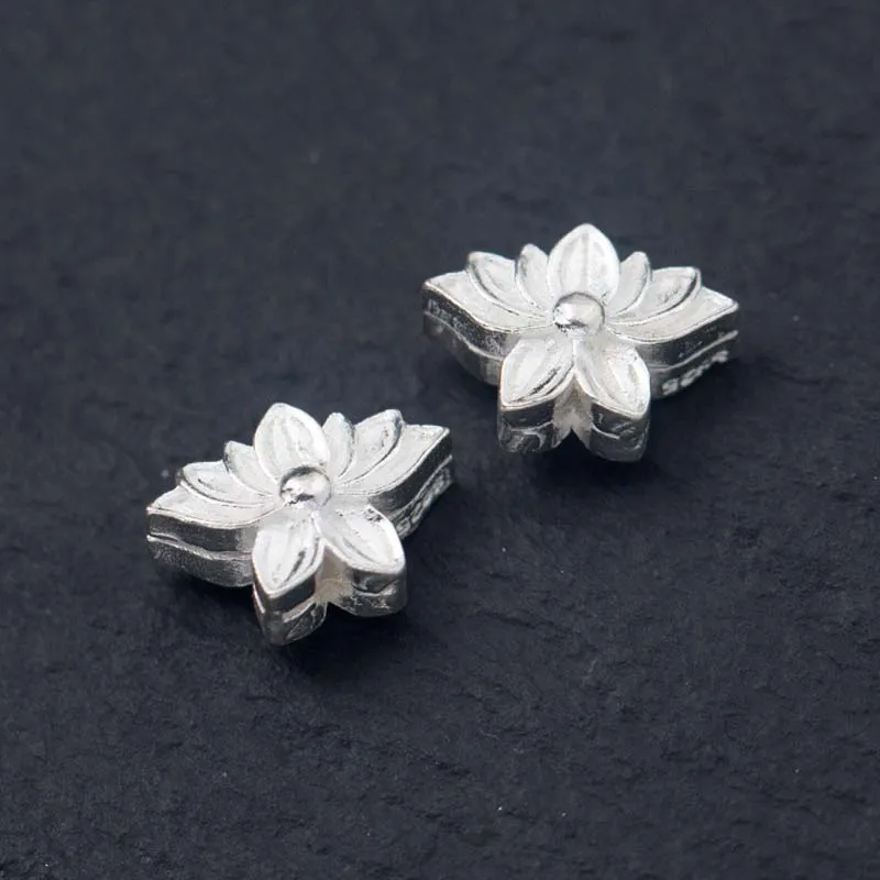 

Pretty Double Size Lotus Flower Charm Beads 925 Sterling Silver Small/Big Size Decoration Spacer Beads Fit Bracelets DIY Jewelry