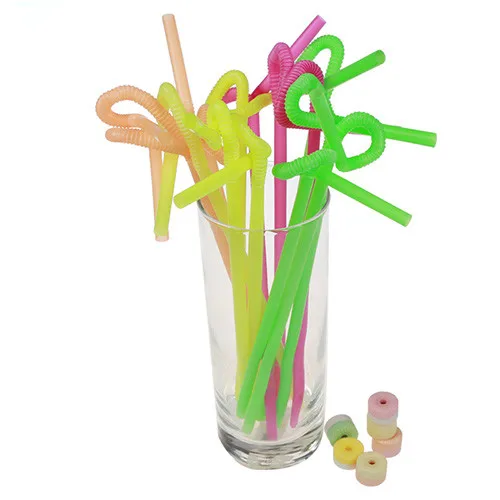 30pcs/lot Funny Soft Glasses Drinking Straws Bar Accessories Coloured