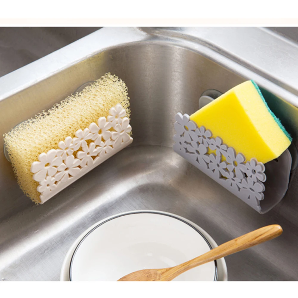 

Kitchen Sink Suction Sponges Holder Storage Rack Suction Cup Sponge Holder Kitchen Bathroom Toilet Hanging Drying Storage Basket