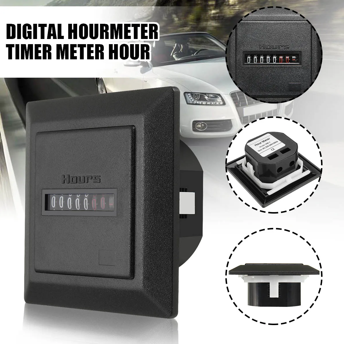 

ZEAST Timer Square Counter Digital 0-99999.9 Hour Meter Hourmeter Gauge 0.3W 220-240V 50Hz AC Electronic