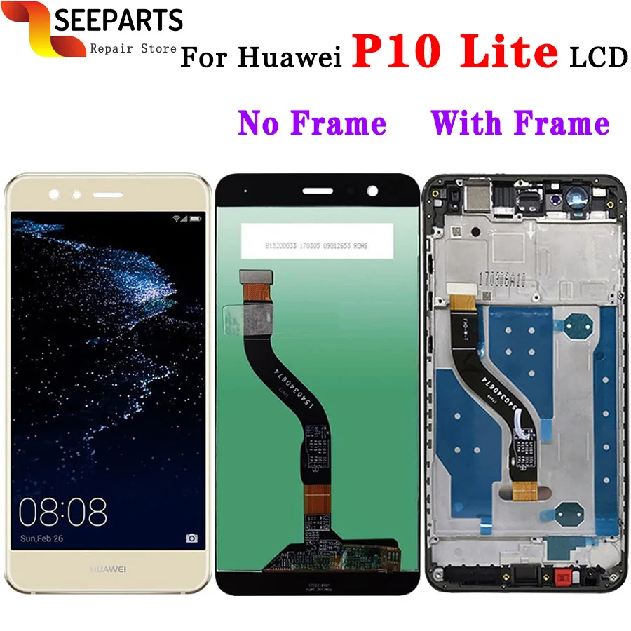 

Original 5.2" LCD HUAWEI P10 Lite Display Touch Screen Digitizer Huawei P10 Lite LCD Screen With Frame P10 lite Display WAS-LX2J