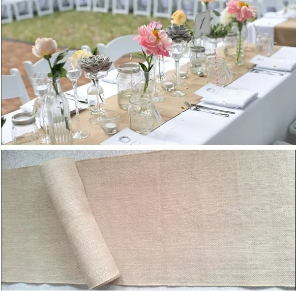 35CM X10 Meters Shabby Chic Natural Jute burlap ribbon Wedding table runner/Burlap Hessian Table