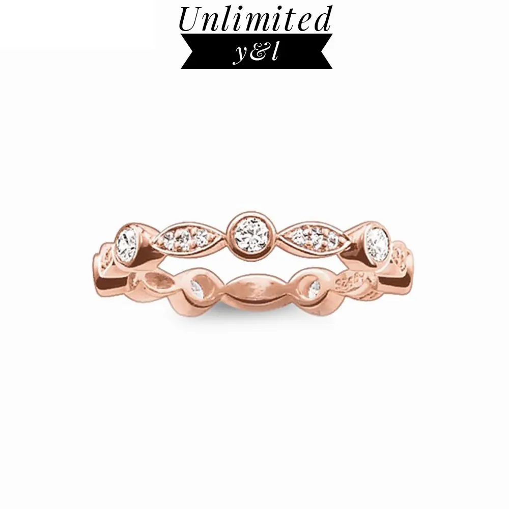

Rose Gold Rings Style White Cubic Zirconia Silver Fashion Jewelry Love Acessories for Women and Men Love Gift